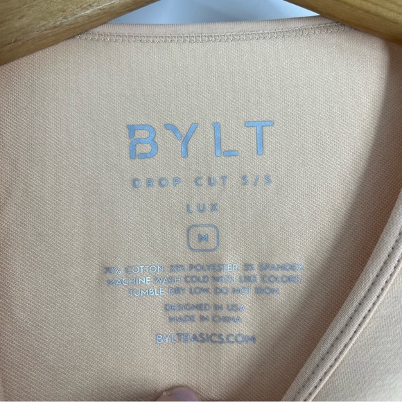 Bylt Shirt Mens Medium Tan Black Drop Cut Short Sleeve Luxury Pocket Lightweight - Picture 8 of 10